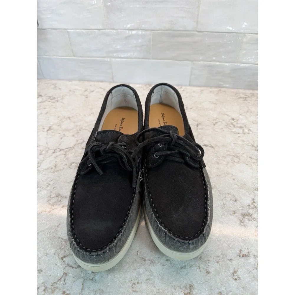 Stefano Bonfiglioli Men's Boat Shoes, Size 11, Gray & Black